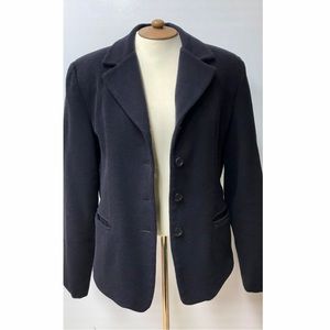 Vintage 90s Fitted Jacket.  Shorty Wool Type Coat, Navy Blue, Sz Ladies Med,